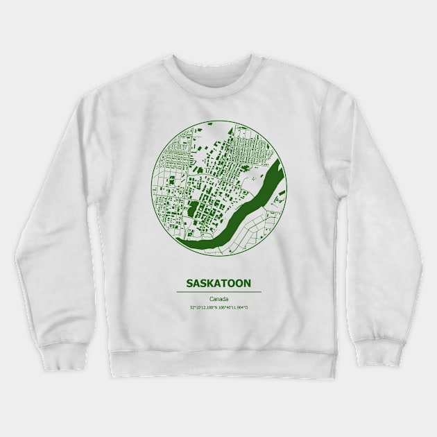 Saskatoon city map coordinates Crewneck Sweatshirt by SerenityByAlex